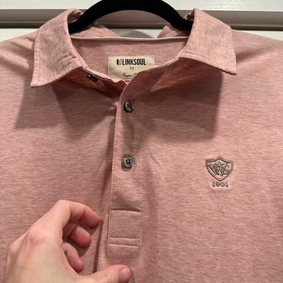 LinkSoul Delray Golf Polo pink performance shirt Medium preppy athletic spring‎ - Picture 8 of 11